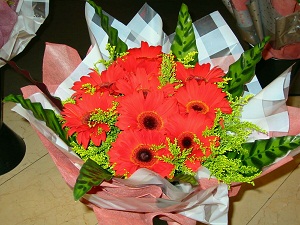 Red gebera bouquet
